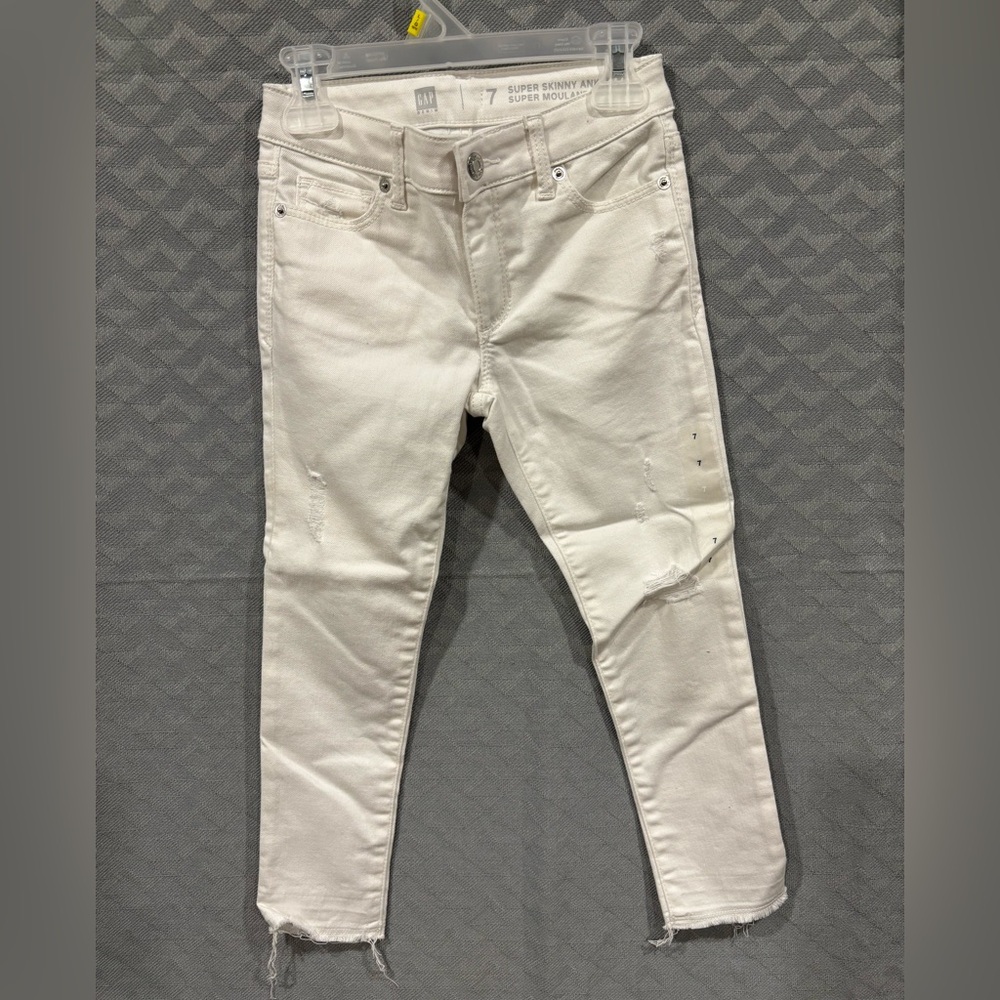 5/$10 or 10/$20 Gap Kids White Distressed Skinny Jeans Stretch